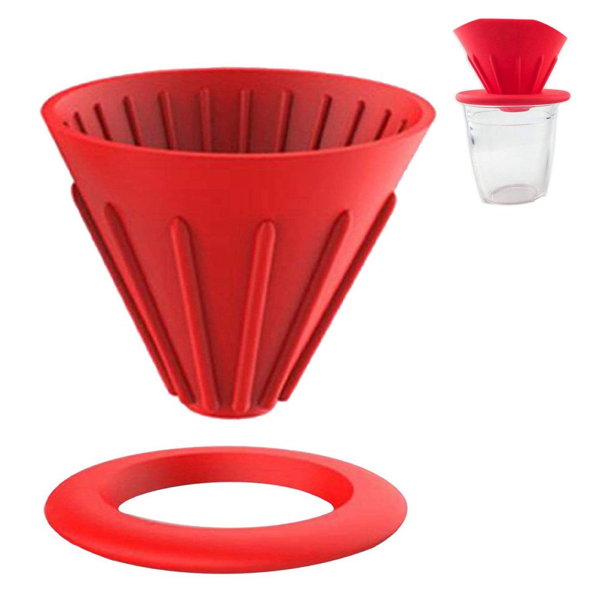 Rwoythk Kaffeebereiter Silikon-Kaffeefilter, Hand-Kaffeetrichter, Pour Over Coffee Brewer