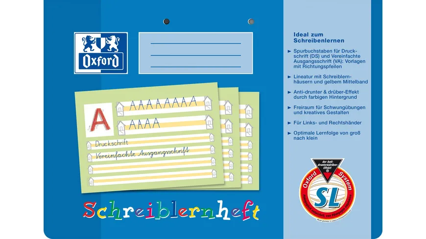 Oxford Schreiblernheft A4 Lineatur SL 16 Blatt