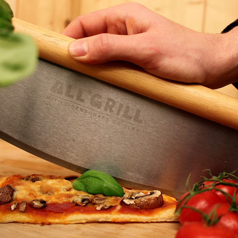 PaellaWorld International Paella World Pizzaschneider-Wiegemesser Edelstahl 35x2,5x12 cm