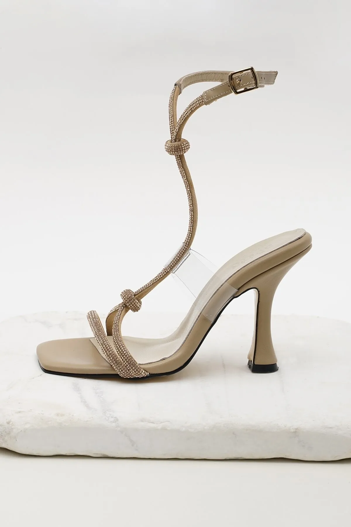 Mio Gusto  Eliana Echtleder Nerz Abendkleid Damen-Sandalen mit Absatz