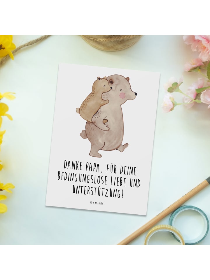 Mr. & Mrs. Panda Postkarte Danke Papa mit Spruch in Weiß günstig kaufen onesize