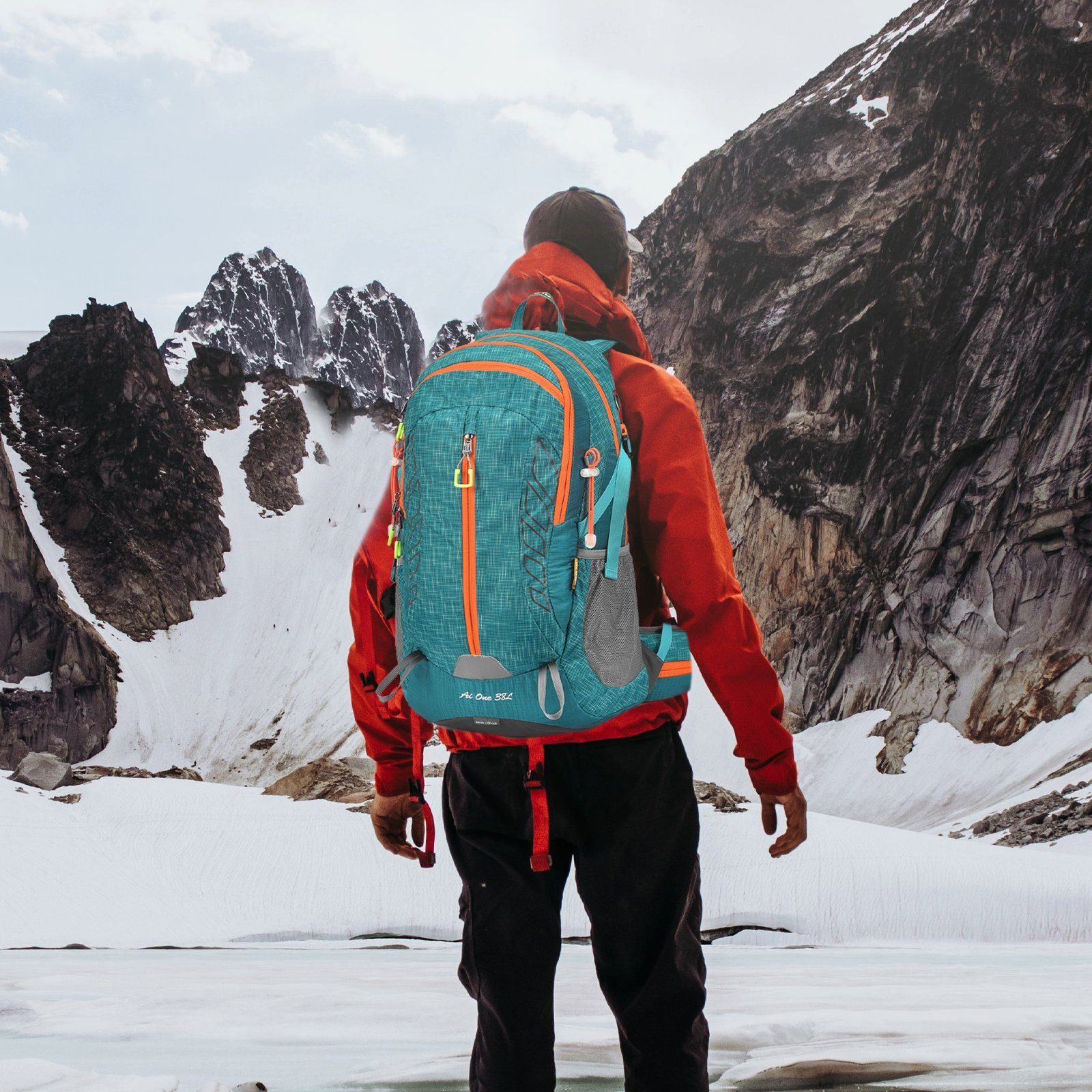 TAN.TOMI Wanderrucksack 38L Großer Wanderrucksack mit Rückenbelüftung, Wasserdicht (Einschließlich Regenschutz), mit Regenschutz für Outdoor Reisen Camping Trekking