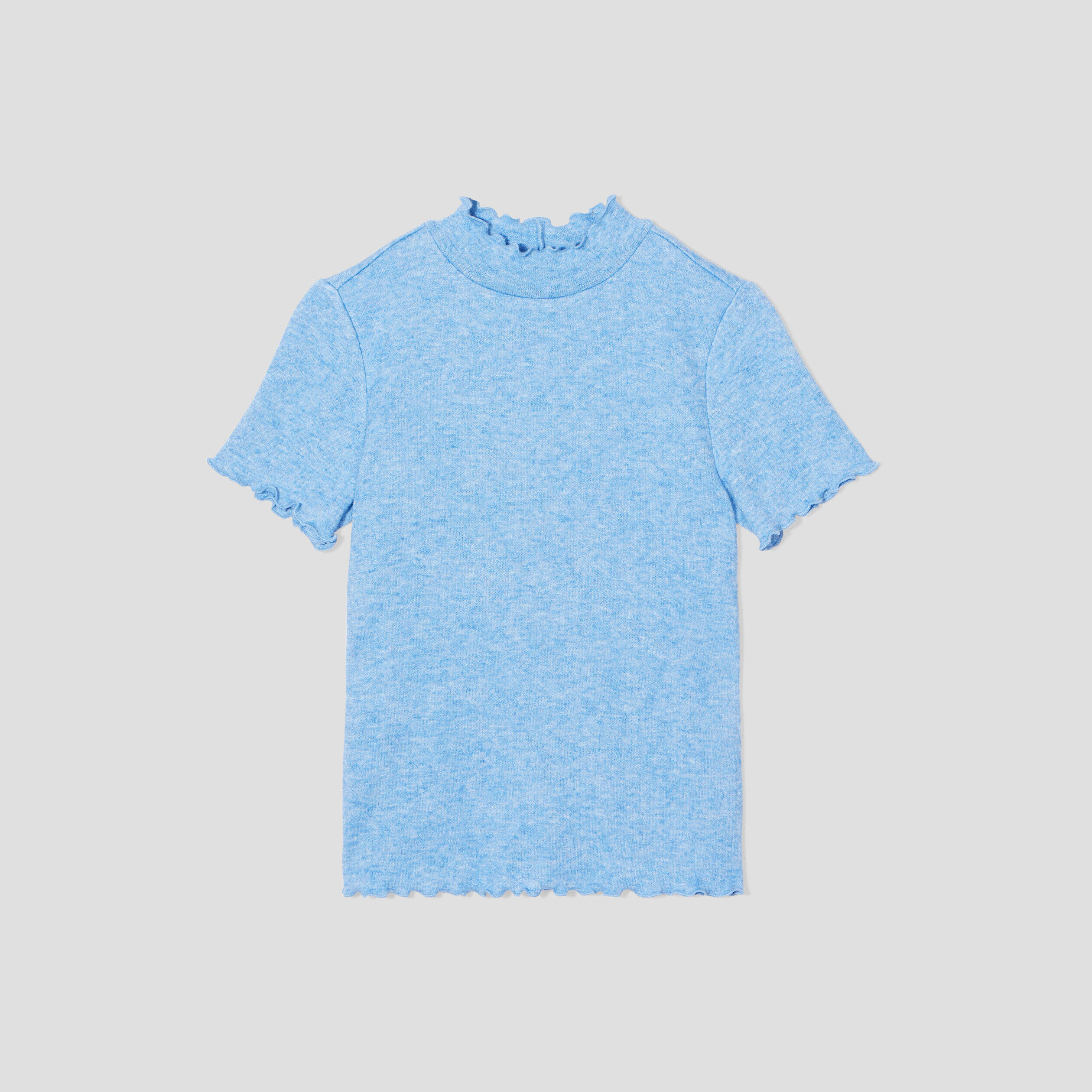 T-shirt col montant bord vague bleu roi femme | Cache Cache
