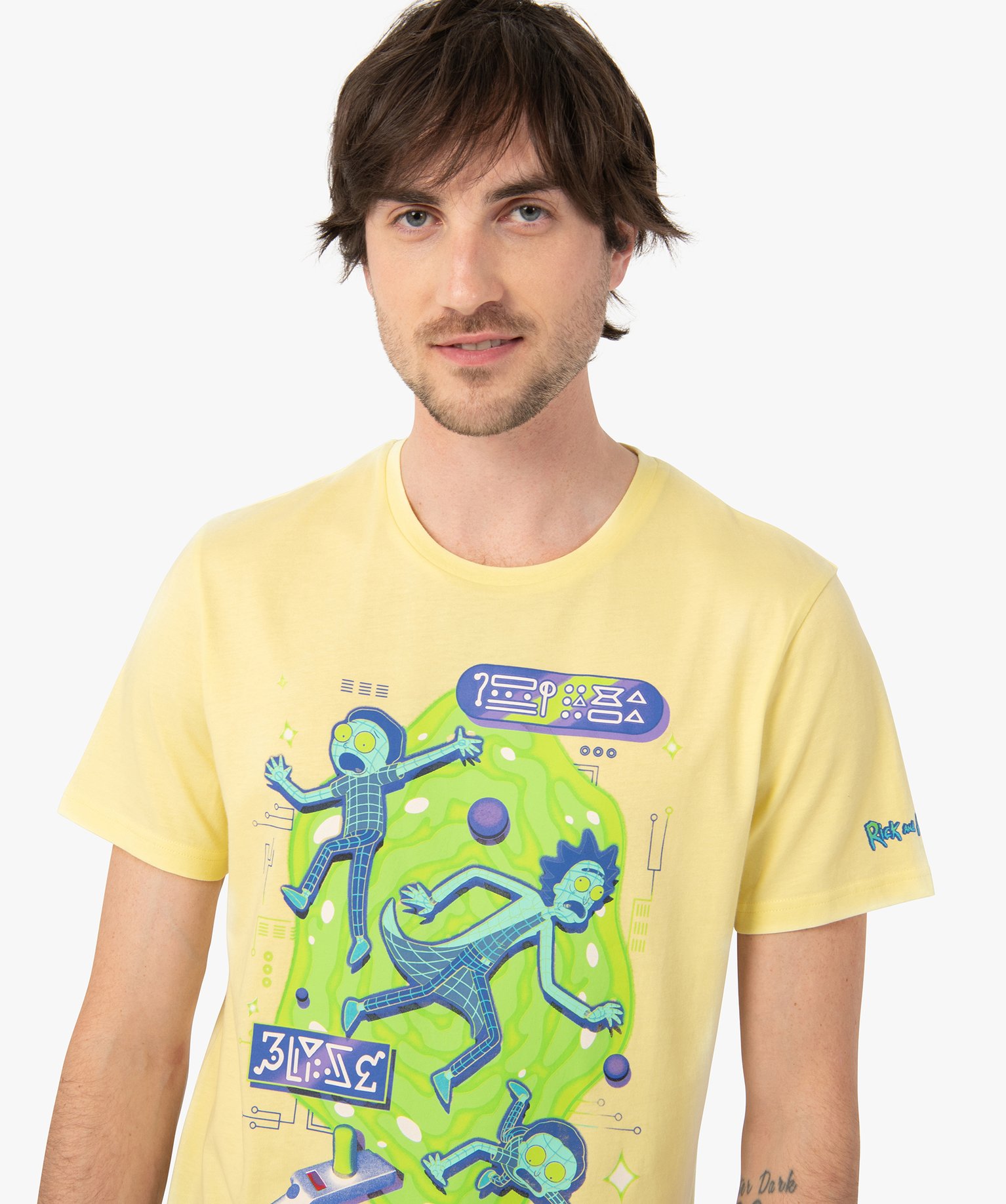 Tee-shirt homme à manches courtes motif XXL - Rick and Morty jaune | GEMO