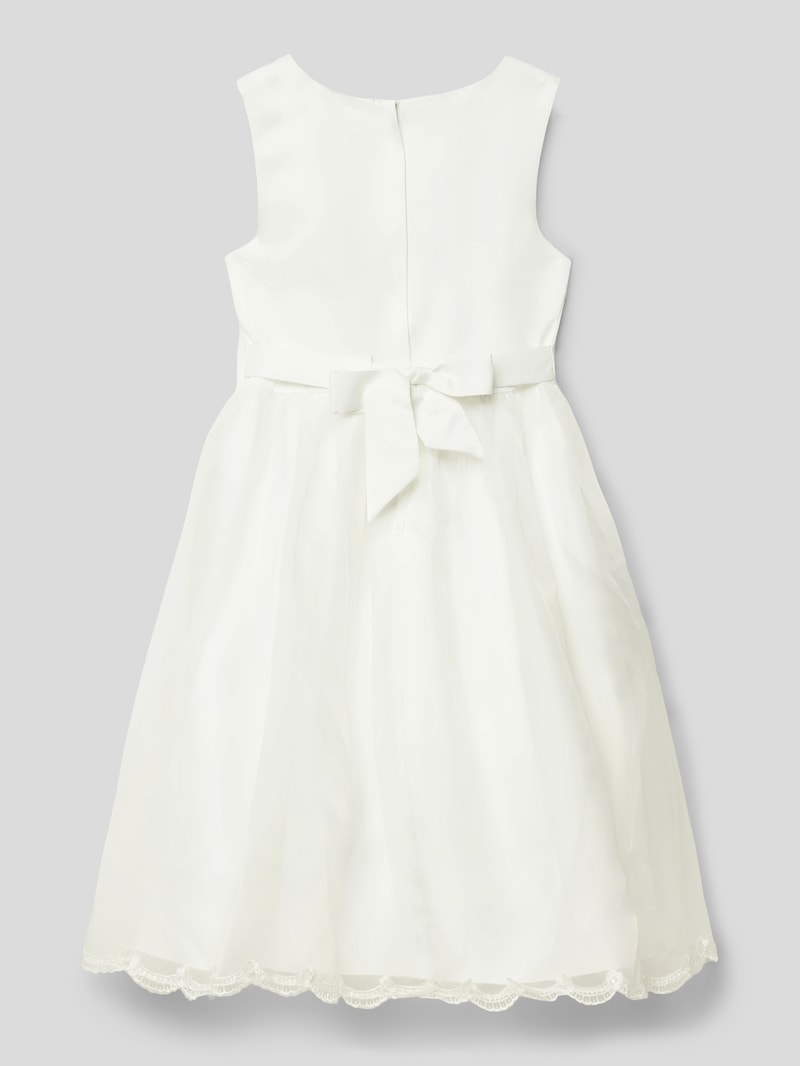 Kleid mit floralem Zierbesatz in offwhite