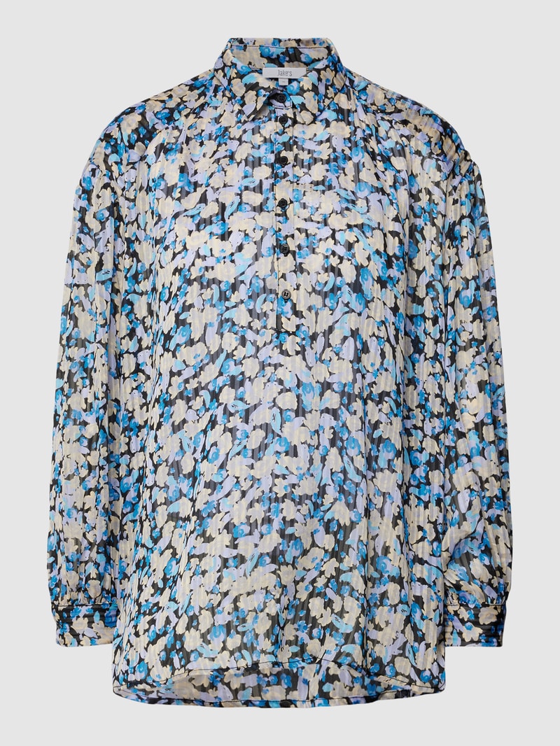 Bluse mit floralem Muster in royalblau