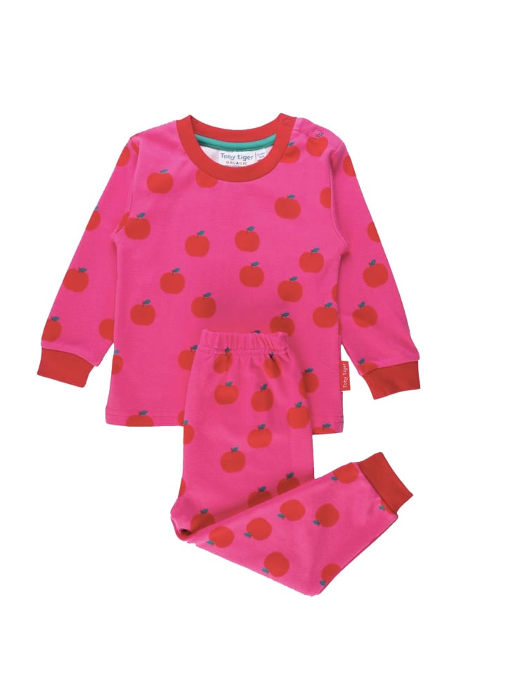 Toby Tiger Schlafanzug mit Apfel Print in rosa günstig kaufen