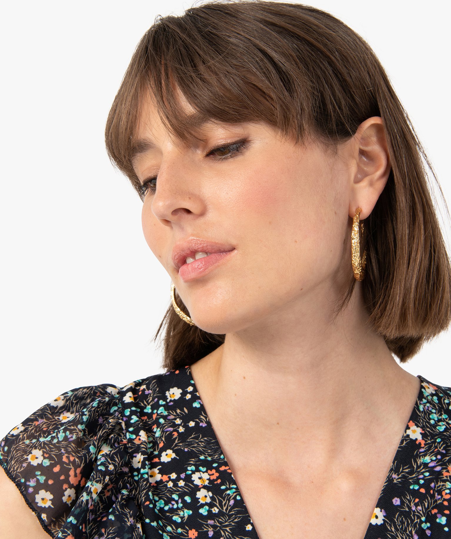 Tee-shirt femme à manches courtes avec volants sur les épa... imprime | GEMO