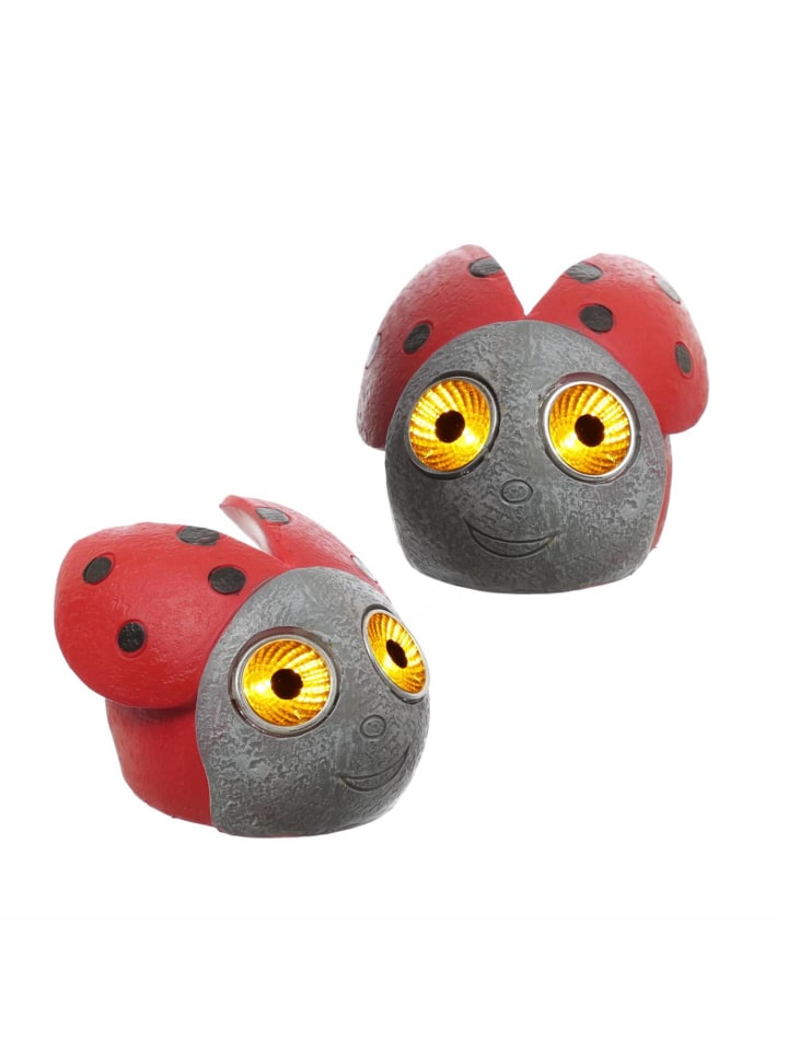 MARELIDA 2x LED Solar Marienkäfer Gartenfigur D: 9cm in rot günstig kaufen onesize