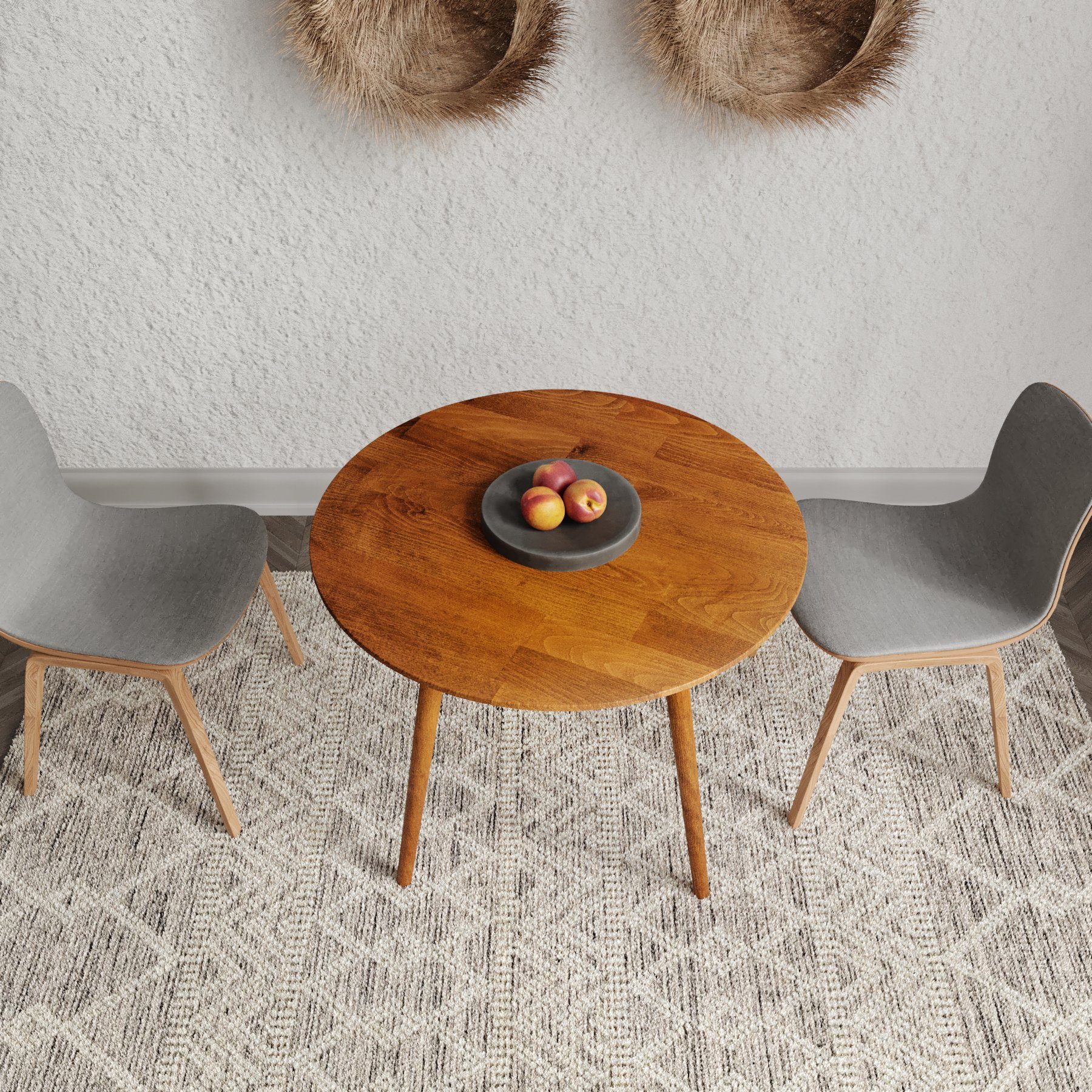 Gozos Küchentisch Oviedo Esstisch Rund, Küchentisch Holz Massiv (60 cm), Buchenholz
