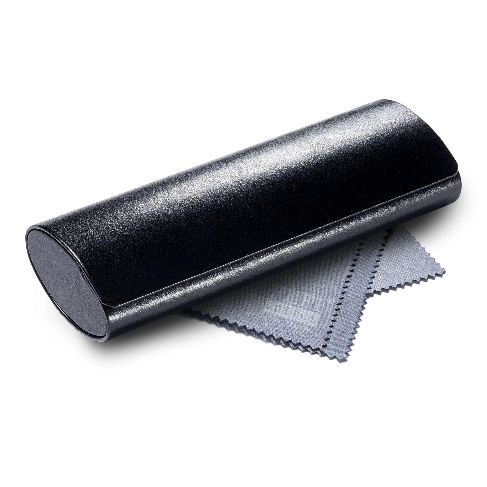FEFI Brillenetui Klassisches Hardcase Brillenetui im Leder- oder Seiden Look, Set aus 1 Etui + hochwertigem Mikrofasertuch