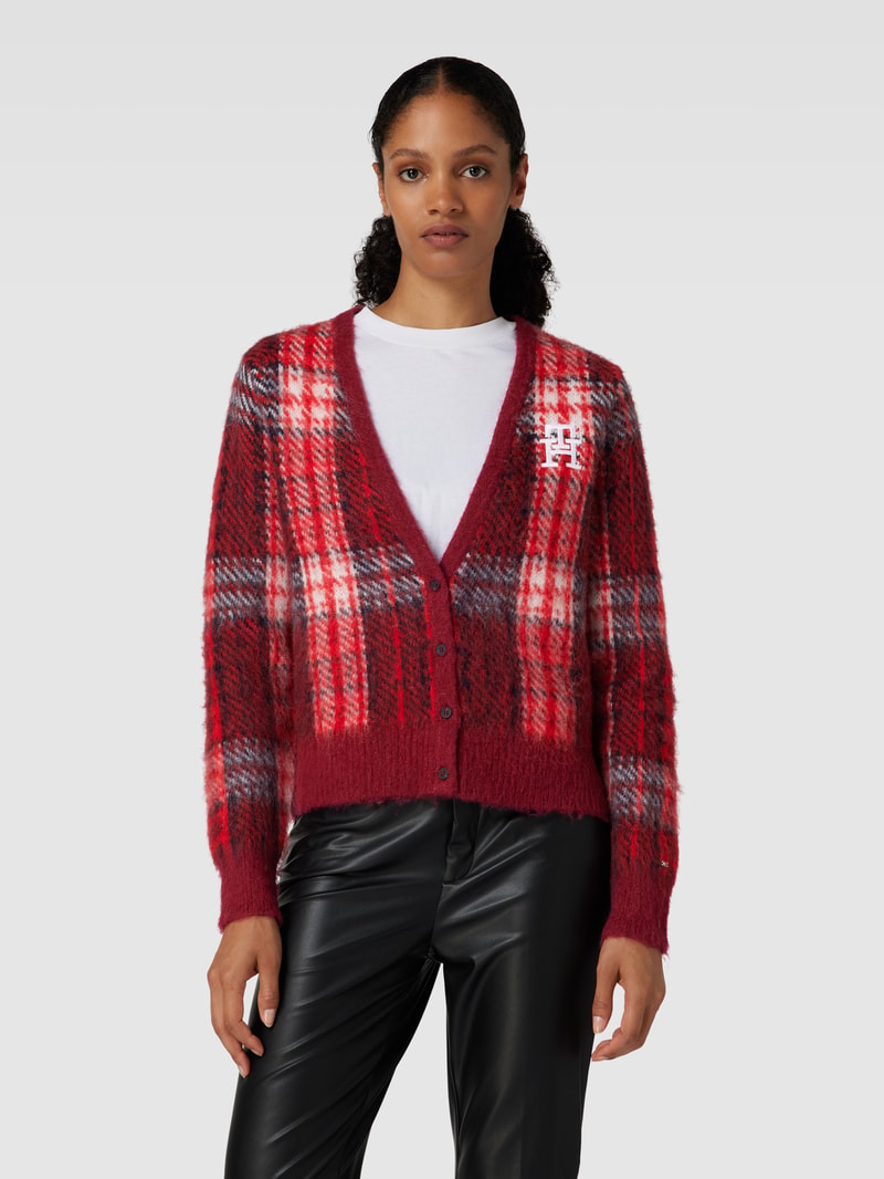 Cardigan mit Tartan-Muster in rot