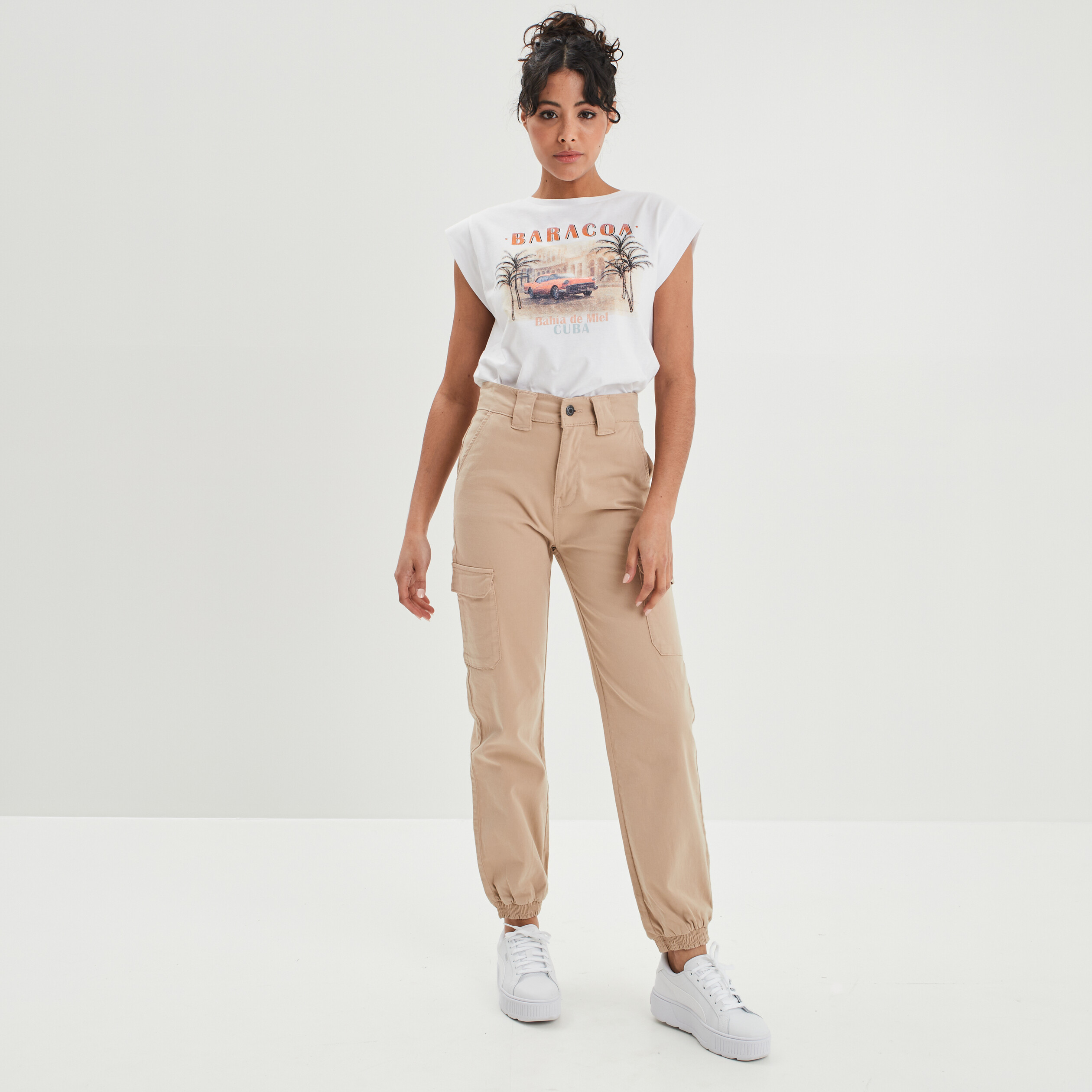 T-shirt manches courtes Liberto sable femme | La Halle