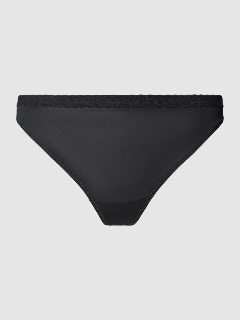 String mit Spitzenbesatz Modell 'MICRO' in schwarz