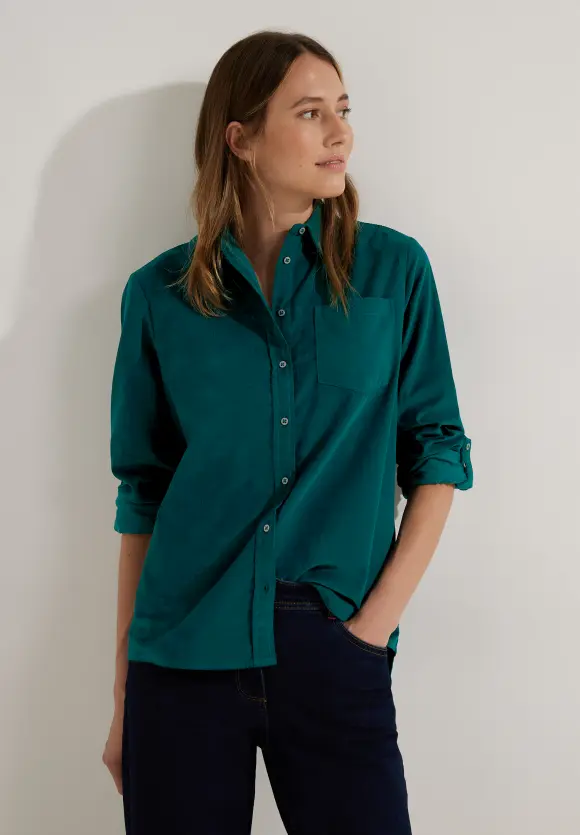 CECIL Cordbluse mit Hemdkragen