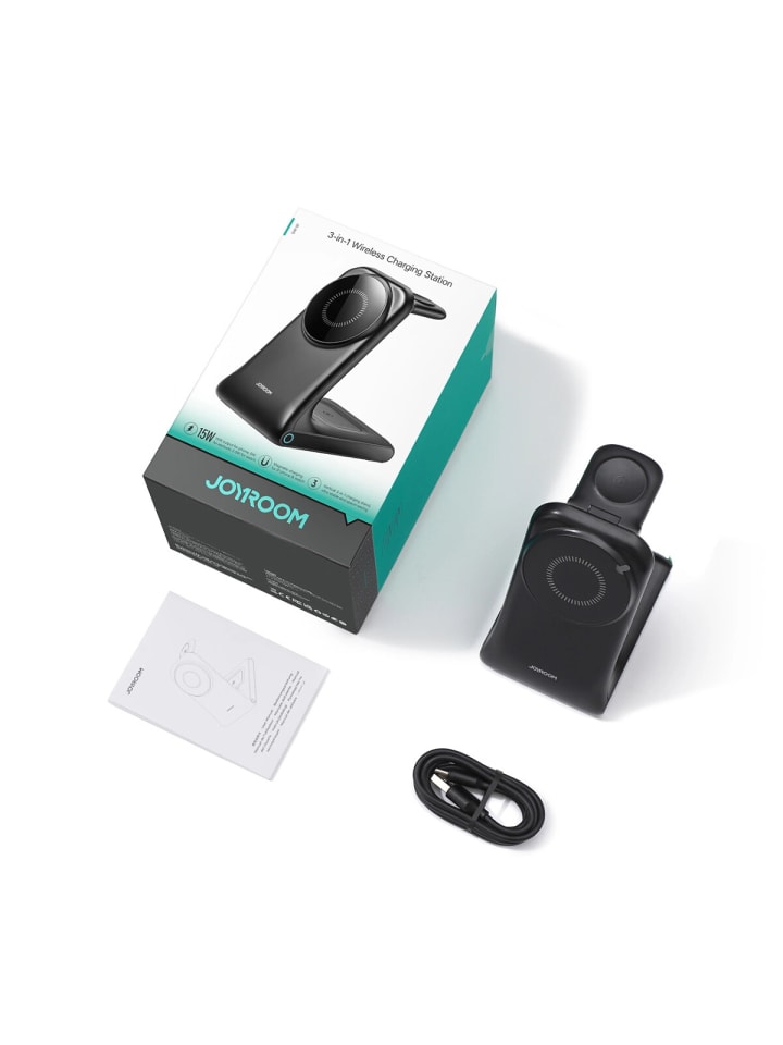 COFI 1453 Joyroom JR-W15 Wireless Charger 3-in-1 Ladestation  MagSafe - Schwarz in Schwarz günstig kaufen onesize