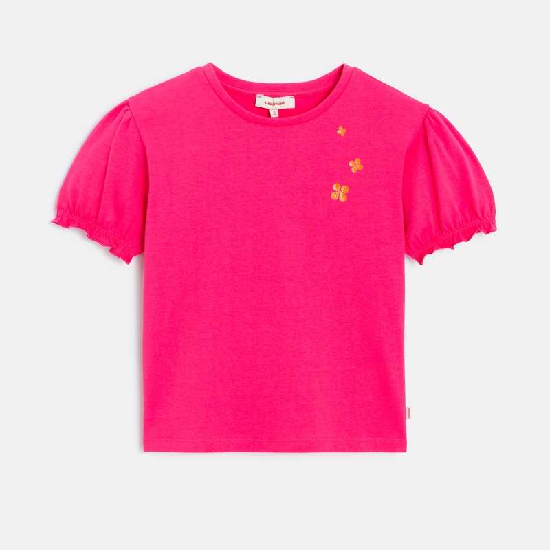 T-shirt fille rose en coton recyclé Catimini