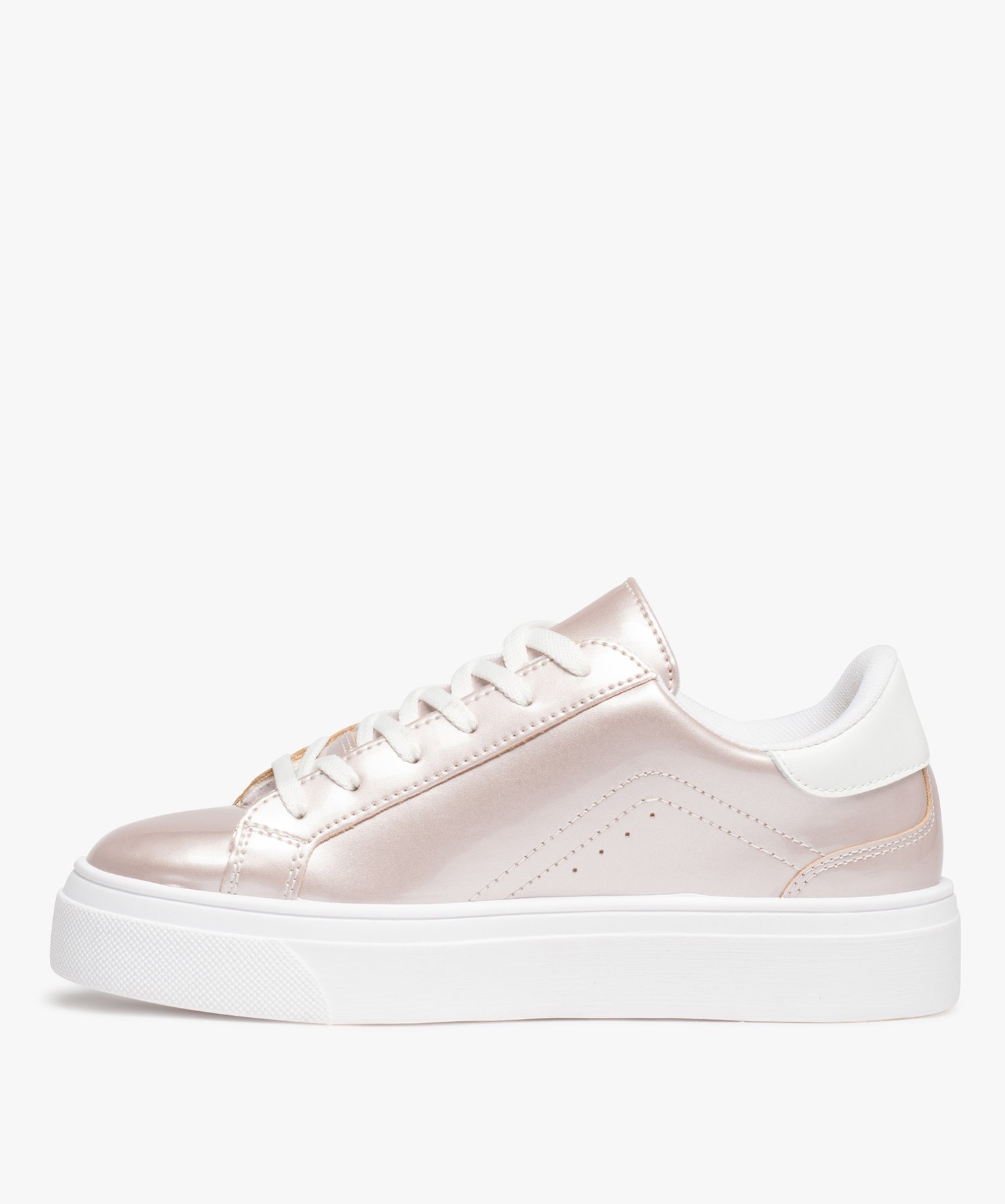 Baskets femme vernies à semelle plateforme rose | GEMO