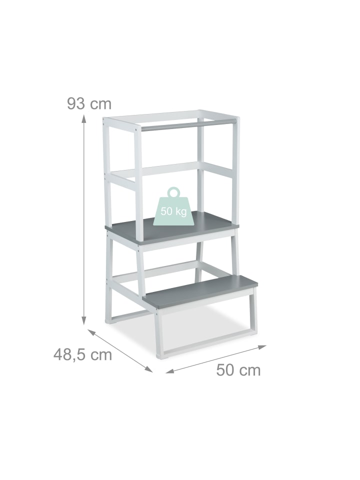 relaxdays Lernturm in Weiß/Grau - (B)50 x (H)93 x (T)48,5 cm günstig kaufen onesize