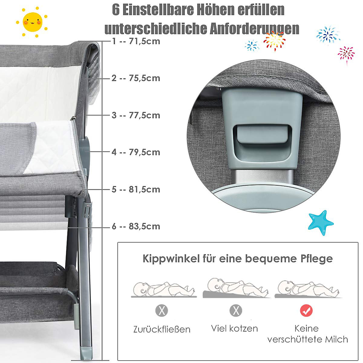Reisebett Beistellbett Höhenverstellbar mit Matratze