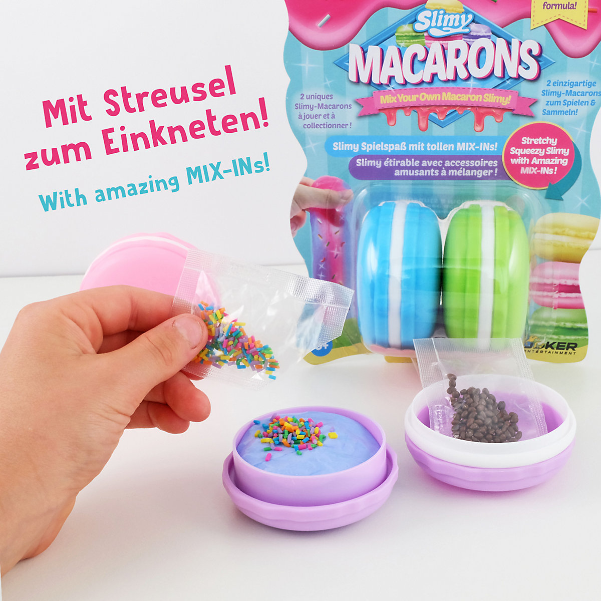SLIMY® Macarons 2 x 50g - Original Slimy Slime Set mit verschiedenen Spielmassen, Glitzer und Streusel zum Einkneten