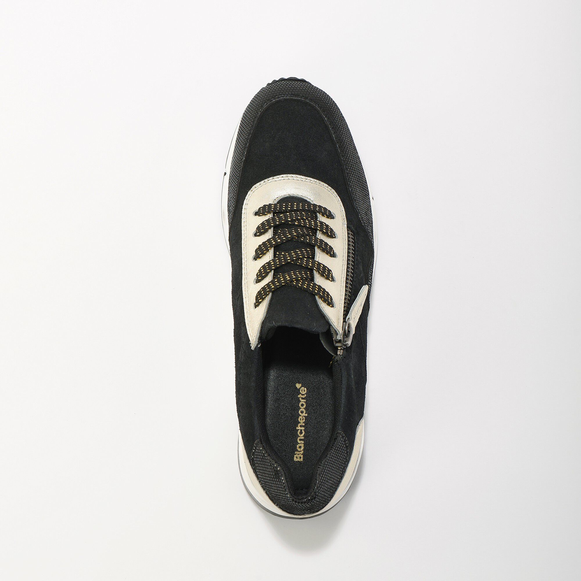Sneakers à lacets zippées en cuir