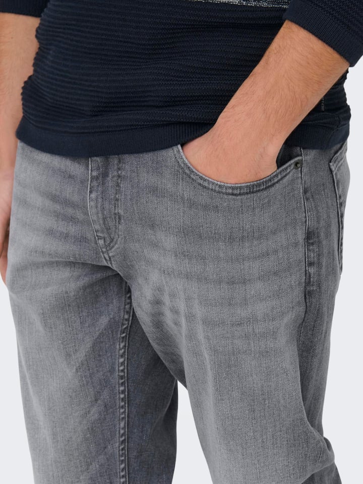 Only&Sons Regular Jeans Denim Hose 5-Pocket ONSWEFT in Hellgrau günstig kaufen