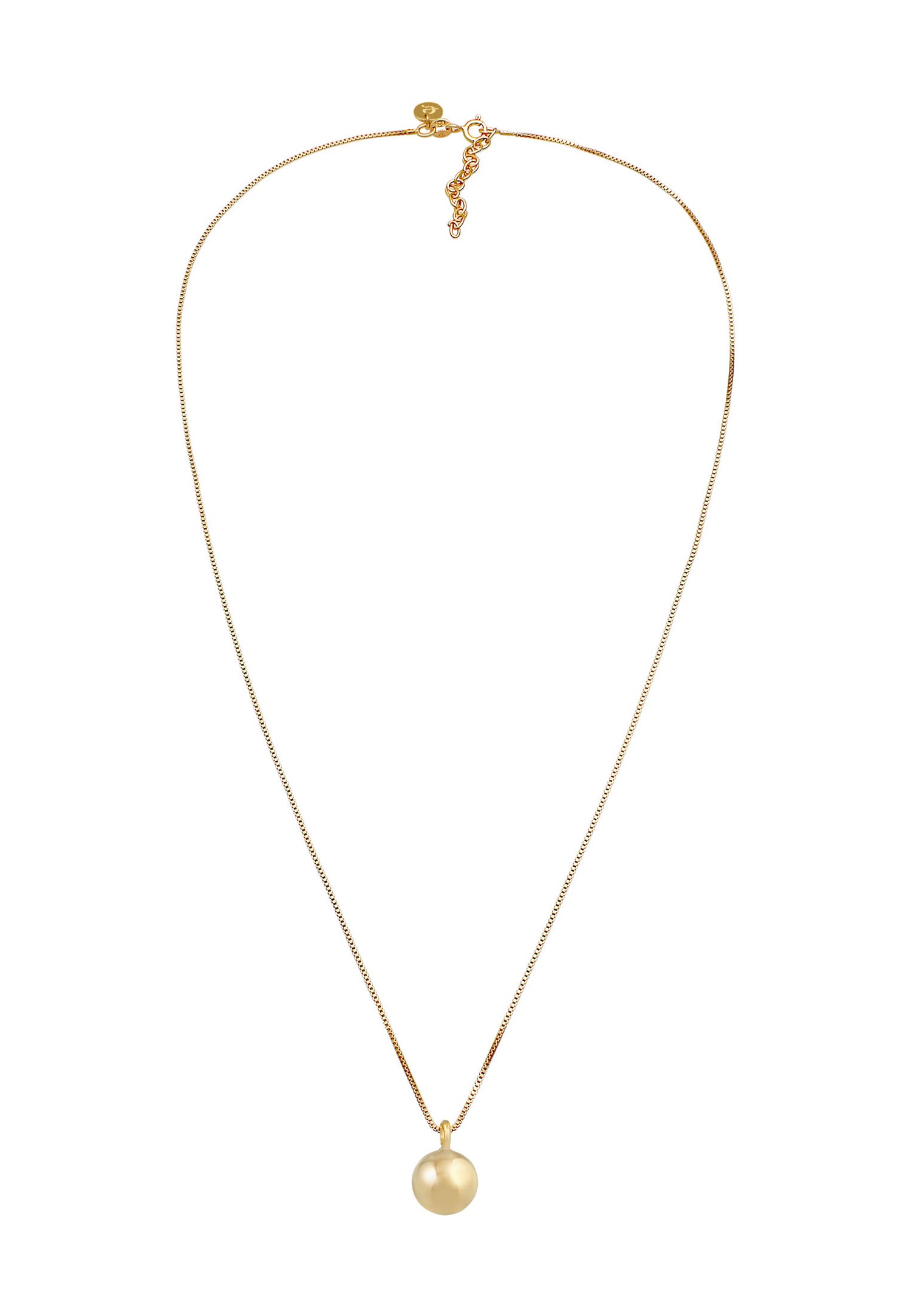 Elli PREMIUM Round Ball Pendant for Women, Basic Trend Blogger Minimal, in 925 Sterling Silver with Gold Plating