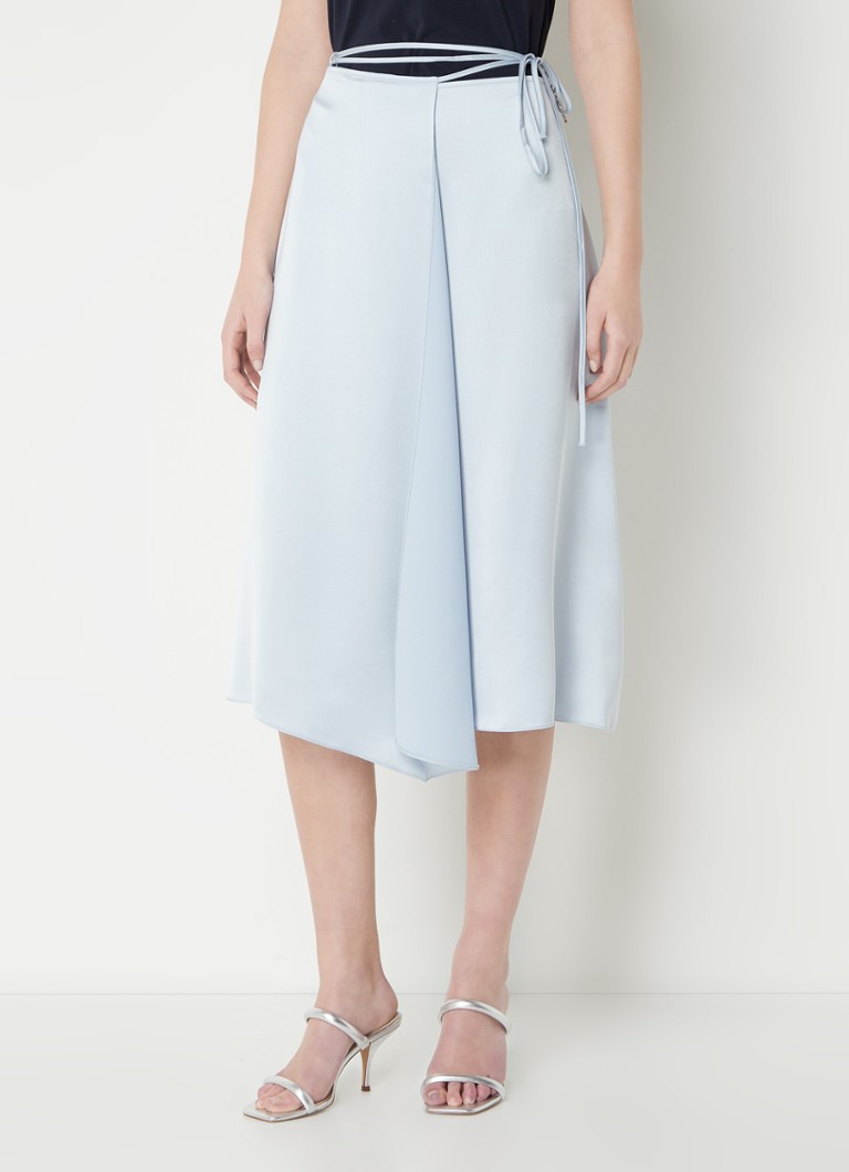 Fustă midi HUGO BOSS Roti Satin Wrap