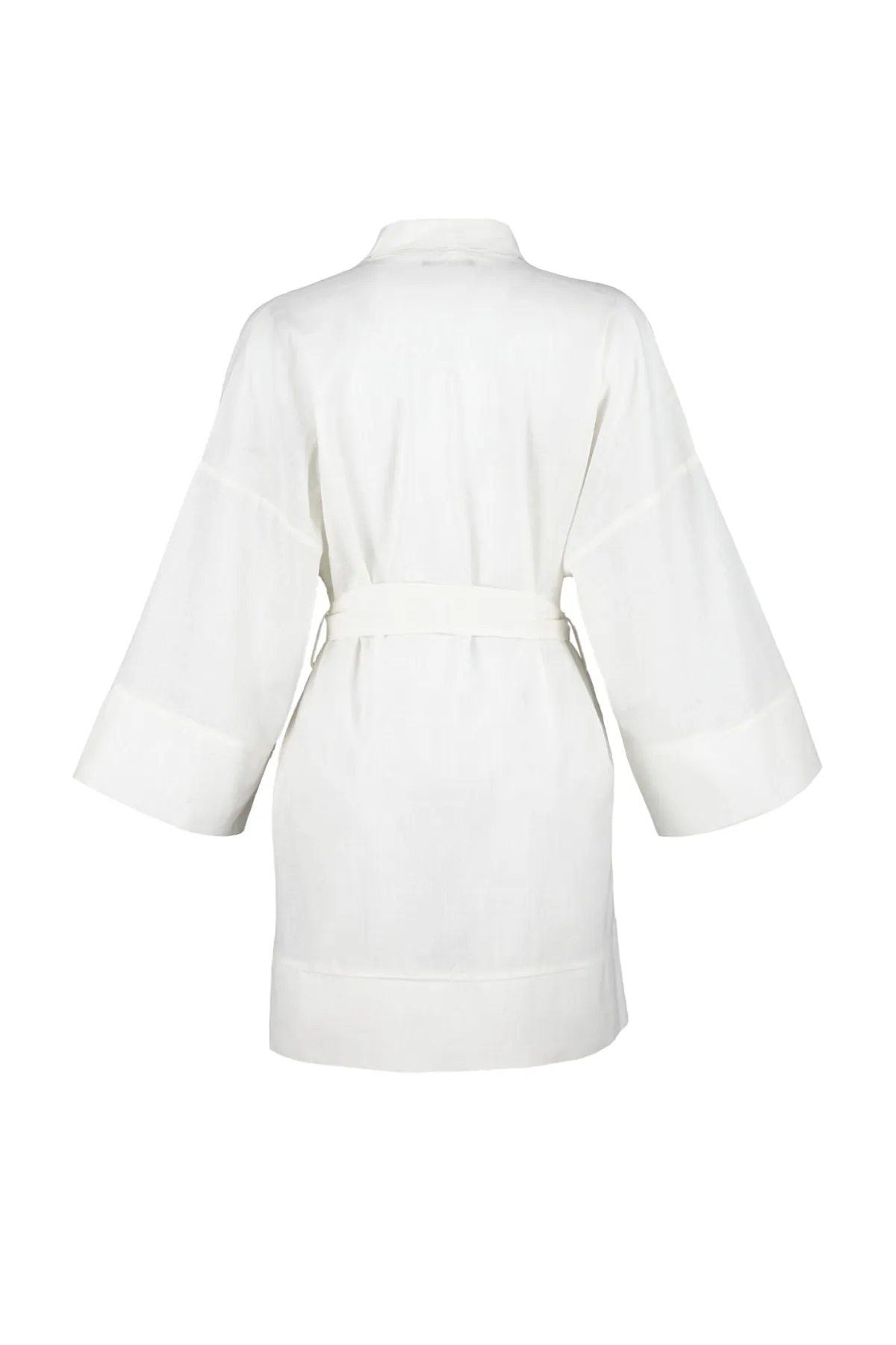 Trendyol Collection  Weißer, gewebter Mini-Kimono und Kaftan aus 100 % Baumwolle mit Gürtel TBESS23KM00080