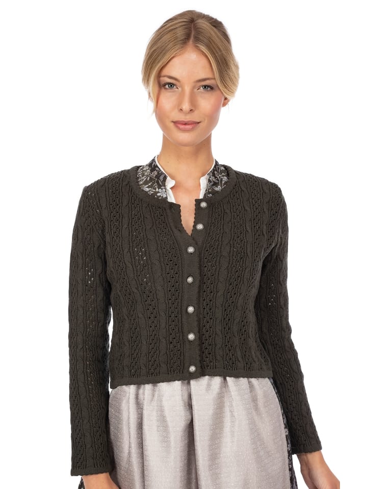 OS-Trachten Strickjacke 457005-0771 in dunkelgrün günstig kaufen