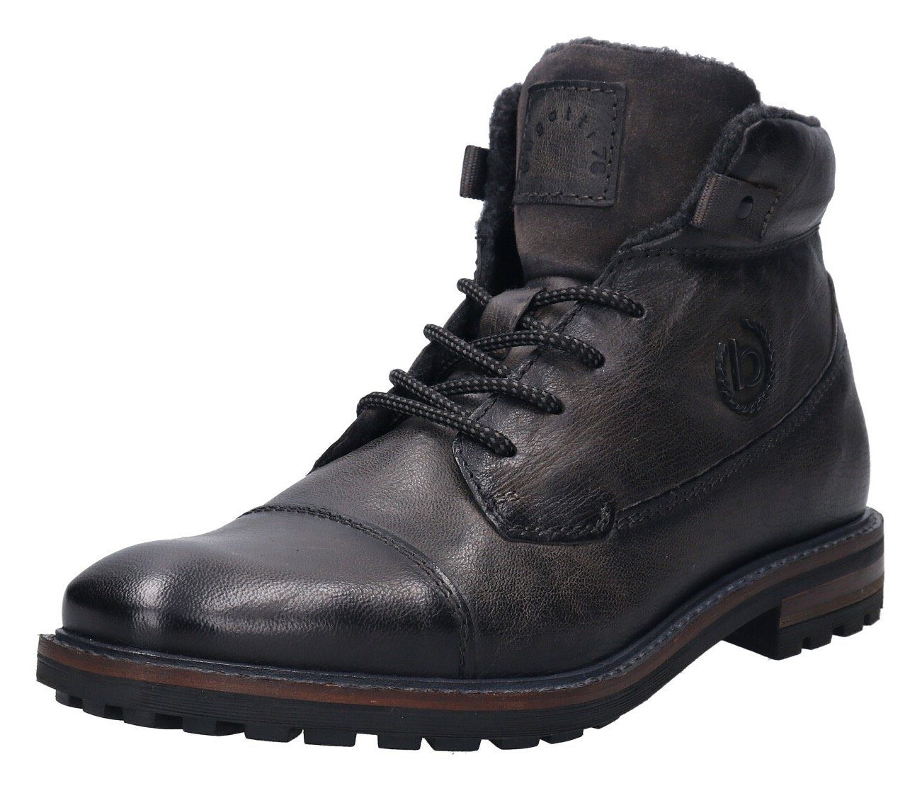 bugatti Schnürstiefelette mit Logoaufnäher an der Zunge
