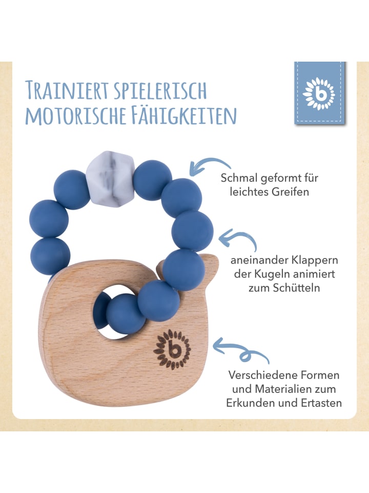 Bieco Spielwaren Beißring mit Silikon Perlen Blau Wal - ab Geburt in Blau günstig kaufen onesize