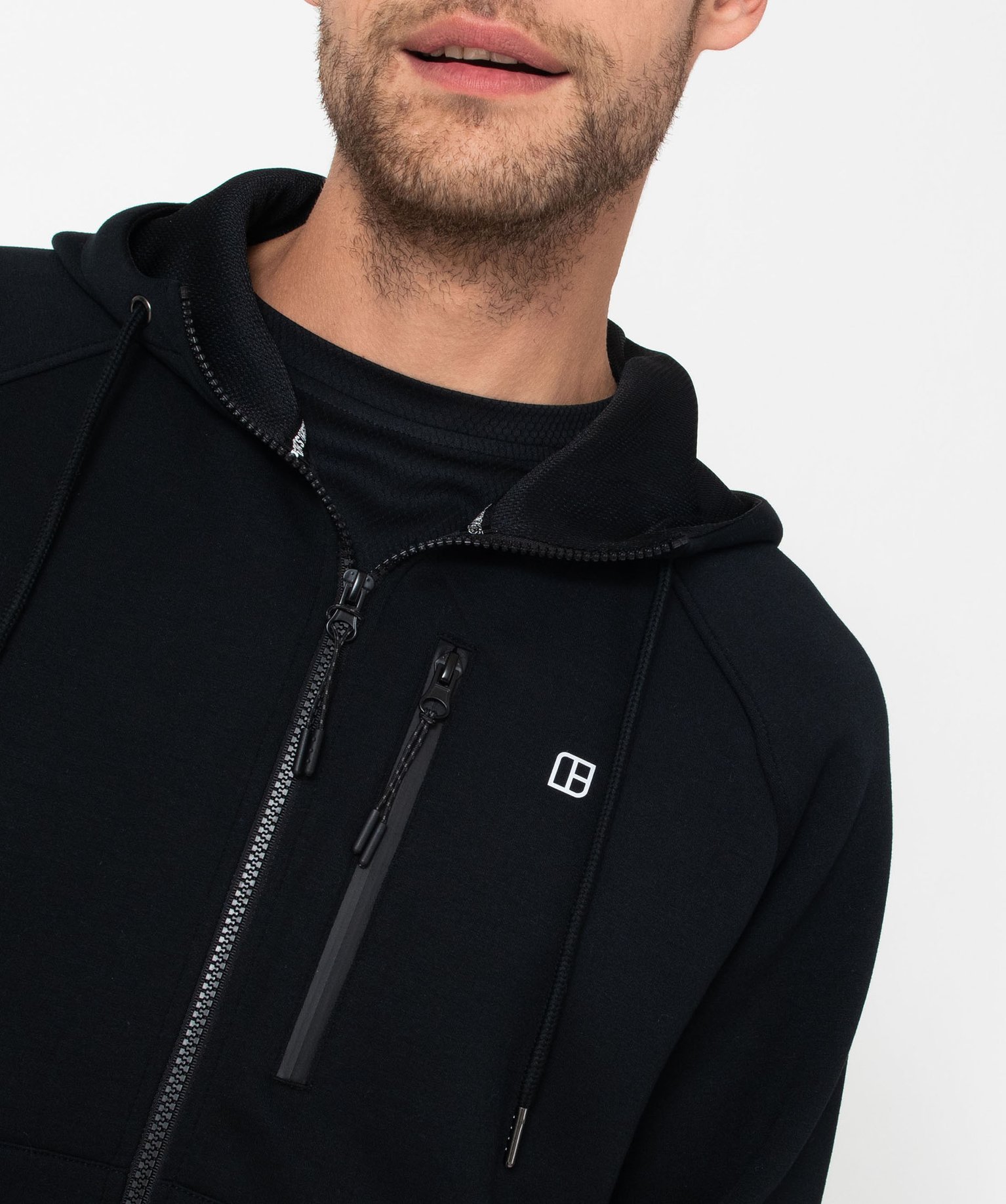 Sweat zippé à capuche en maille extensible homme noir | GEMO