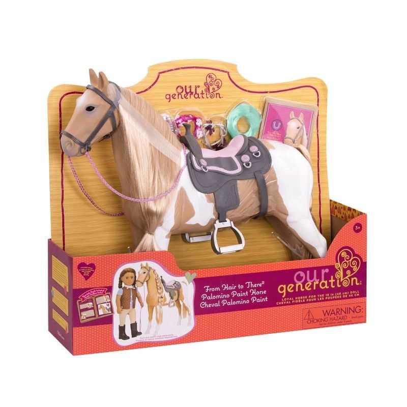 Cheval beige et blanc pour poupée Our Generation