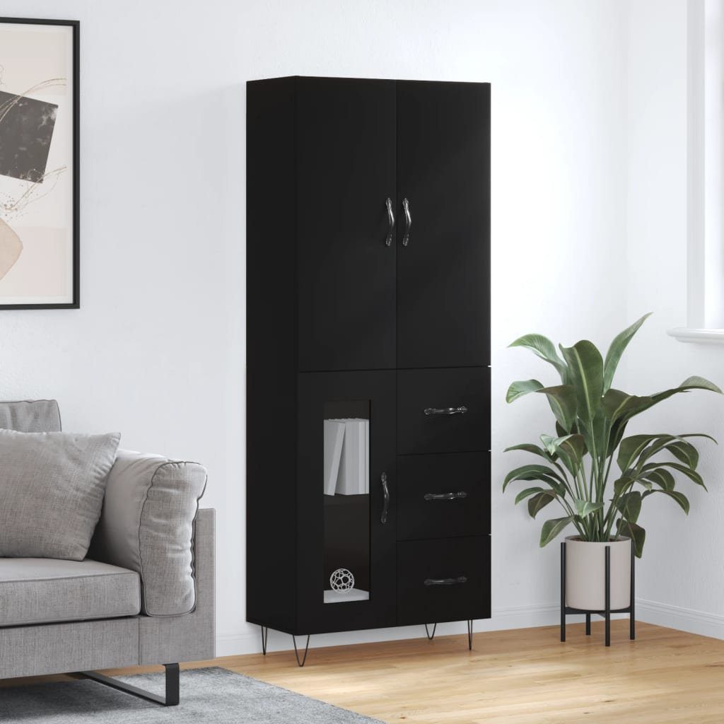 vidaXL Sideboard Highboard Schwarz 69,5x34x180 cm Holzwerkstoff (1 St)