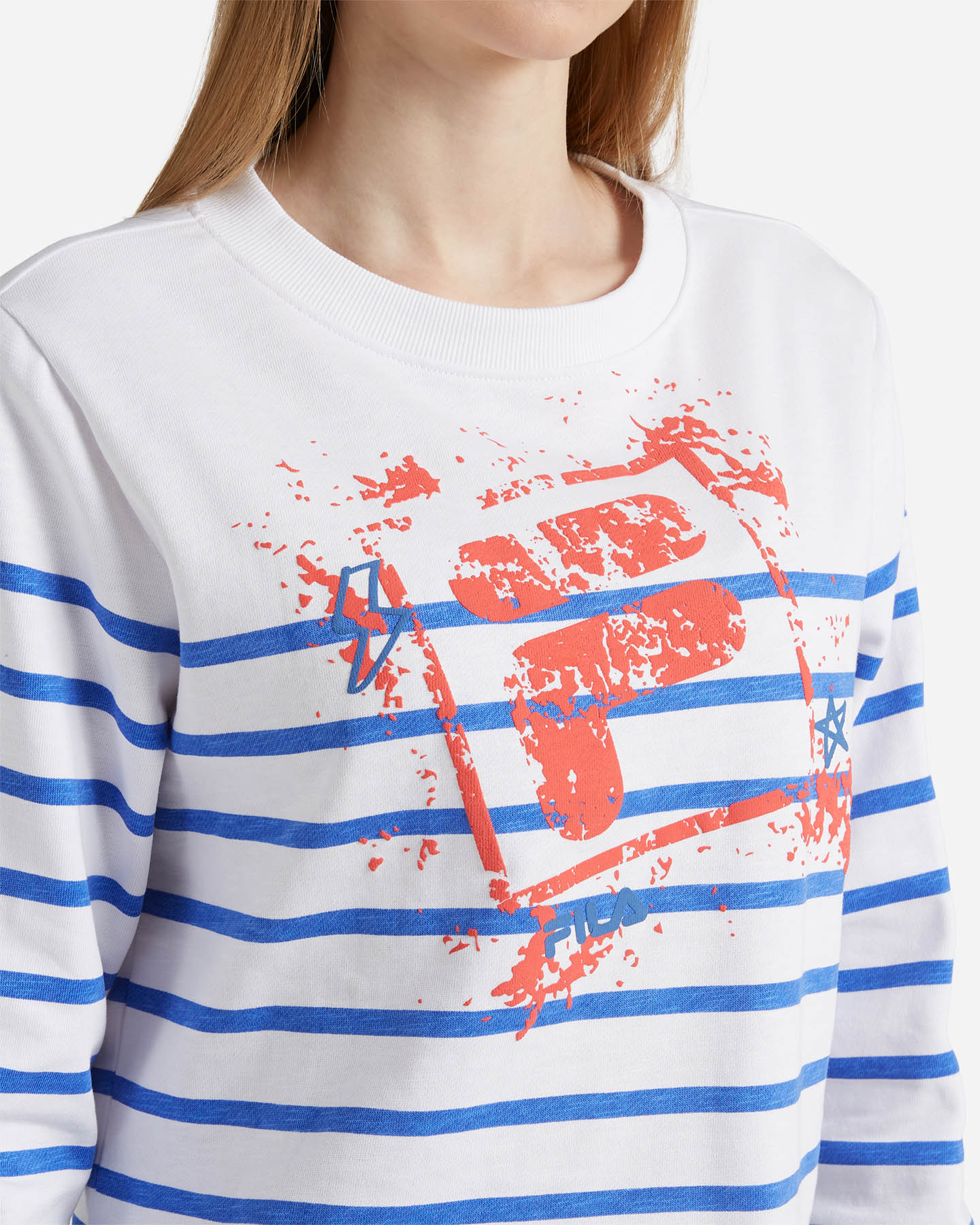 Plyšová mikina s grafikou a punkovou potlačou s logom Plush Row W FW254S23-001