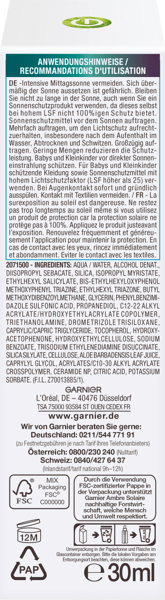 Sonnenfluid Gesicht super UV invisible Serum, LSF 50+, 30 ml
