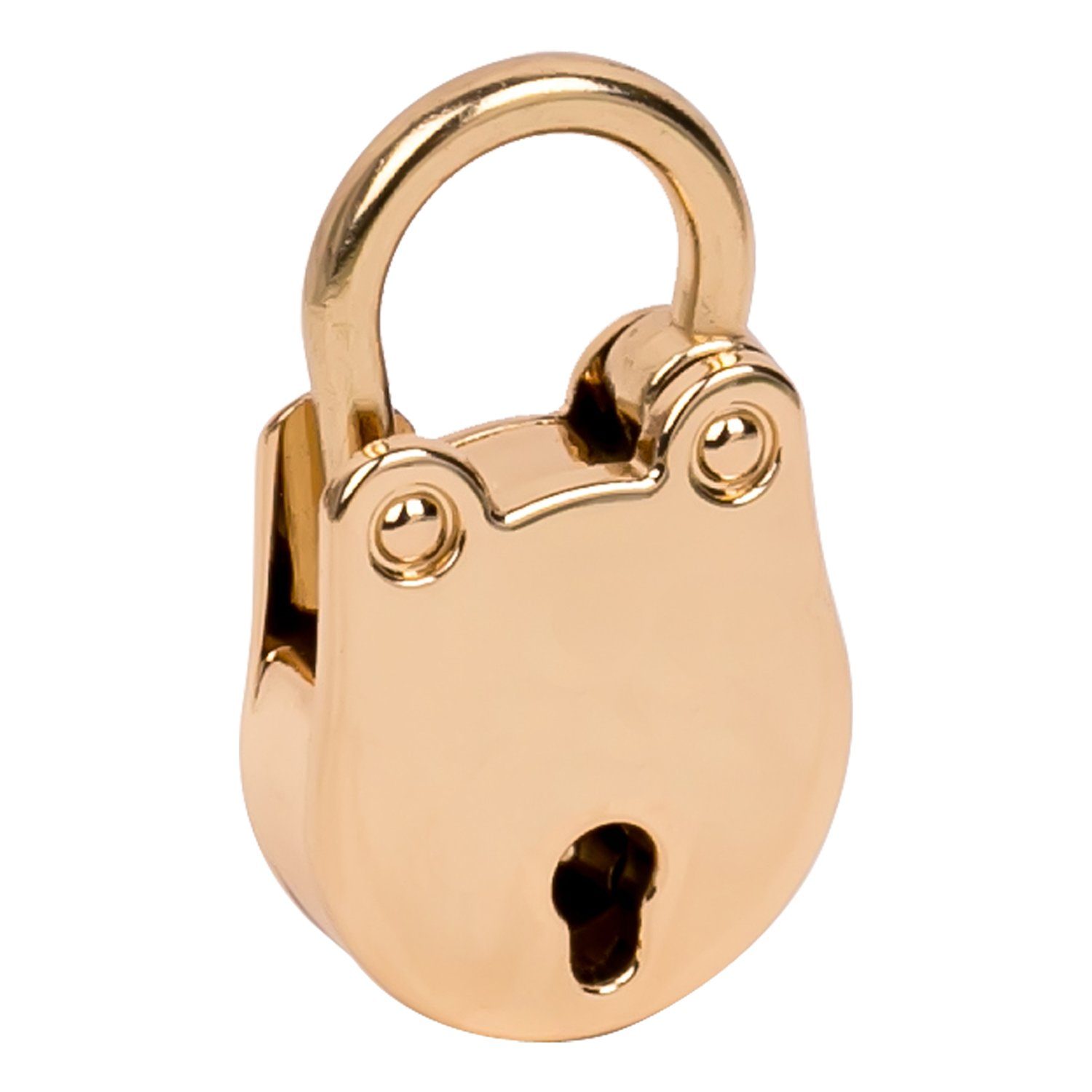 HMF Vorhängeschloss 6490, Mini Deko Schloss mit Schlüssel, 3,8 x 2,5 x 1 cm, Gold