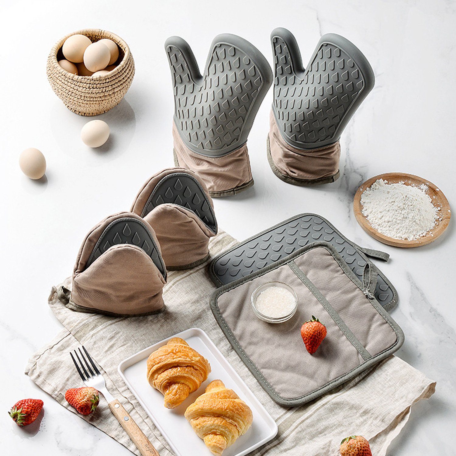 zggzerg Topflappen Ofenhandschuhe Silikon-6er Set