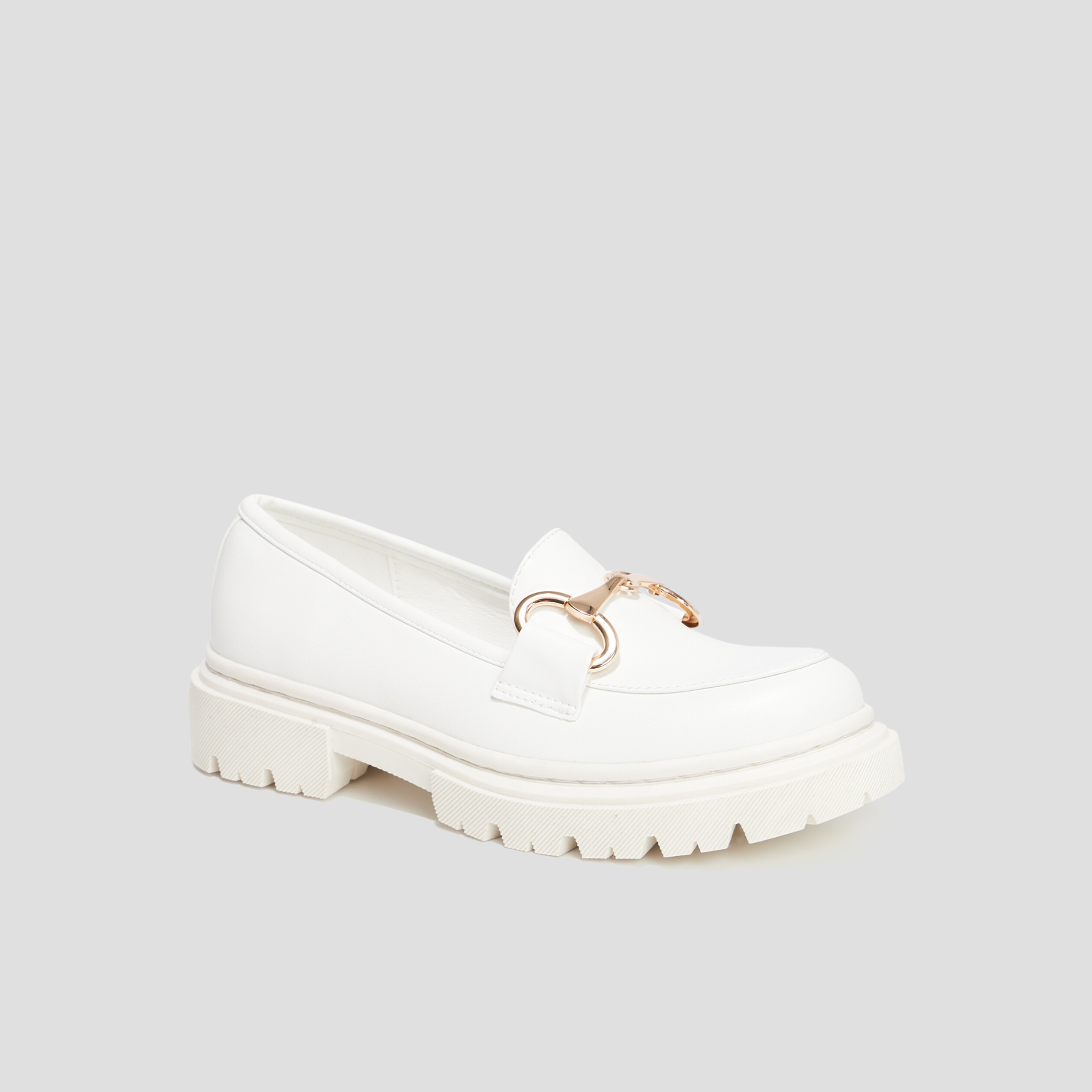 Mocassins crantés détail chaîne Liberto blanc femme | La Halle