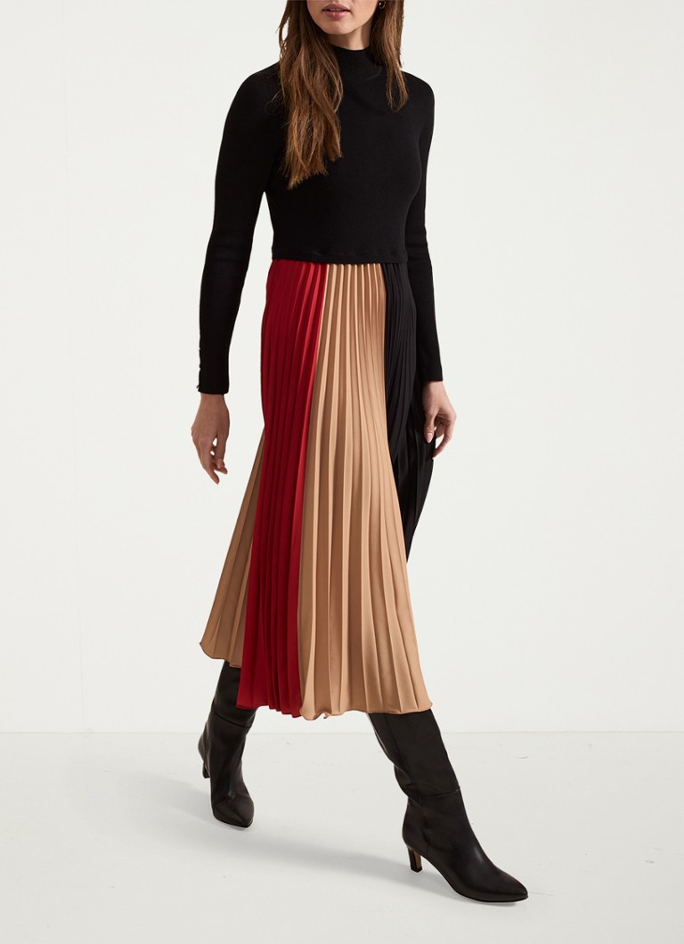 Rochie midi plisată cu blocuri de culoare Phase Eight Petite