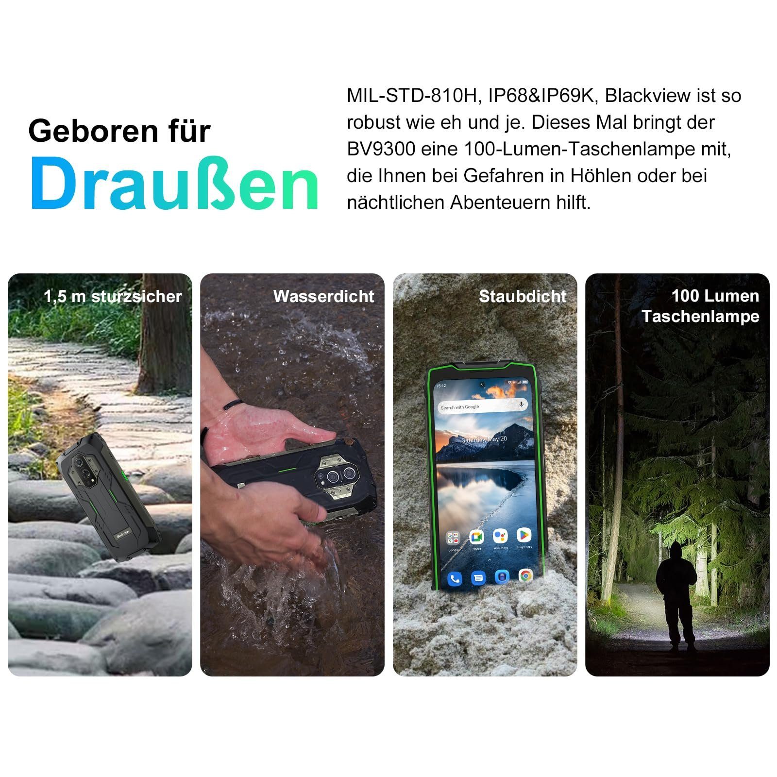 blackview BV9300 Smartphone (6,7 Zoll, 256 GB Speicherplatz, 50 MP Kamera, 100 LM Fackel, Outdoor)