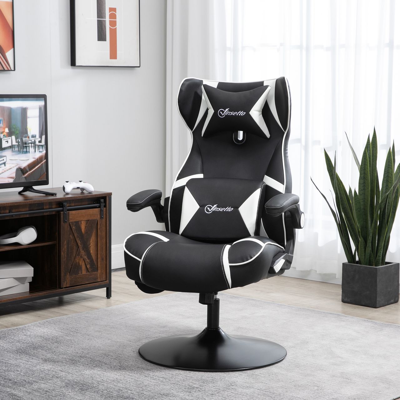 HOMCOM Vinsetto Gamingsessel mit Wippfunktion Gamingstuhl mit Lautsprecher Bürostuhl PU