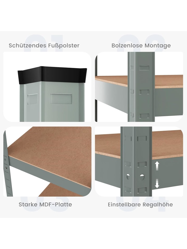 COSTWAY Lagerregal Schwerlastregal 180,5x90x40,5cm in Grau günstig kaufen onesize