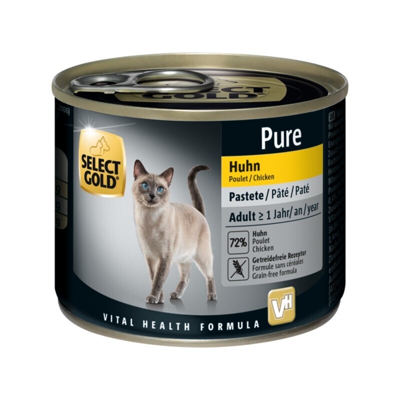 SELECT GOLD Nassfutter SELECT GOLD Pure Adult Paté Huhn 24x200 g