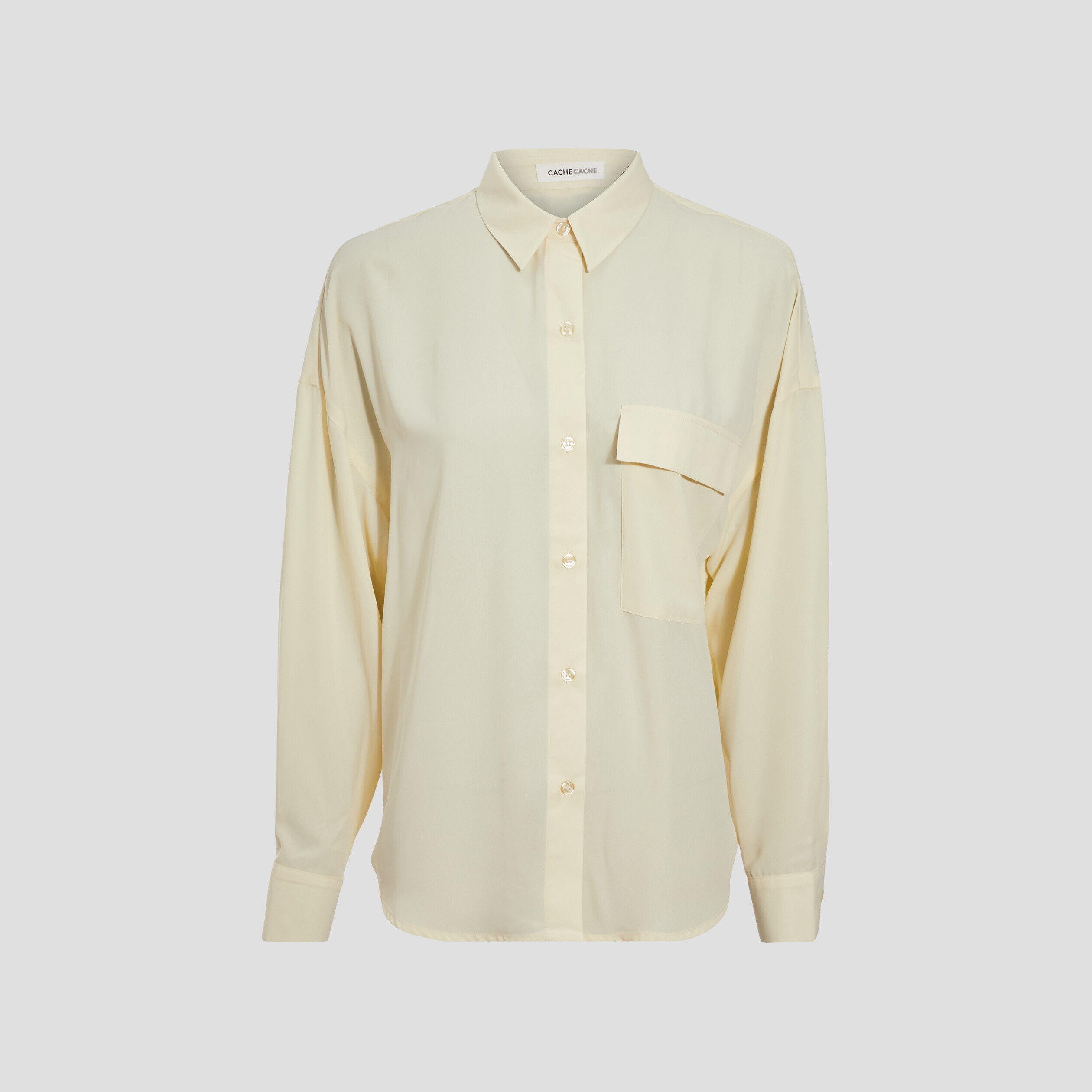 Chemise manches longues jaune pastel femme | Cache Cache