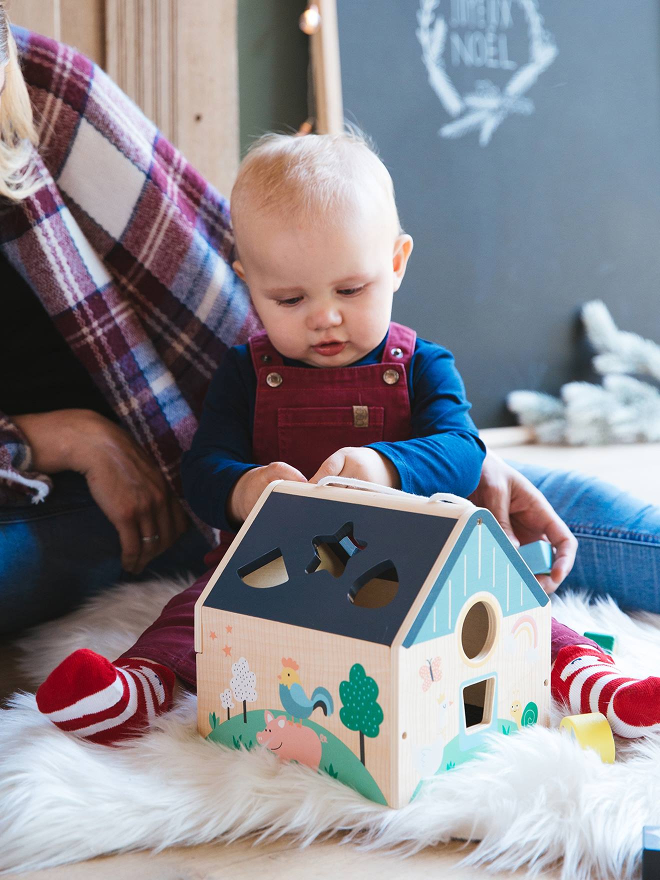 Vertbaudet Baby Steckspiel aus Holz FSC - mehrfarbig/bauernhof