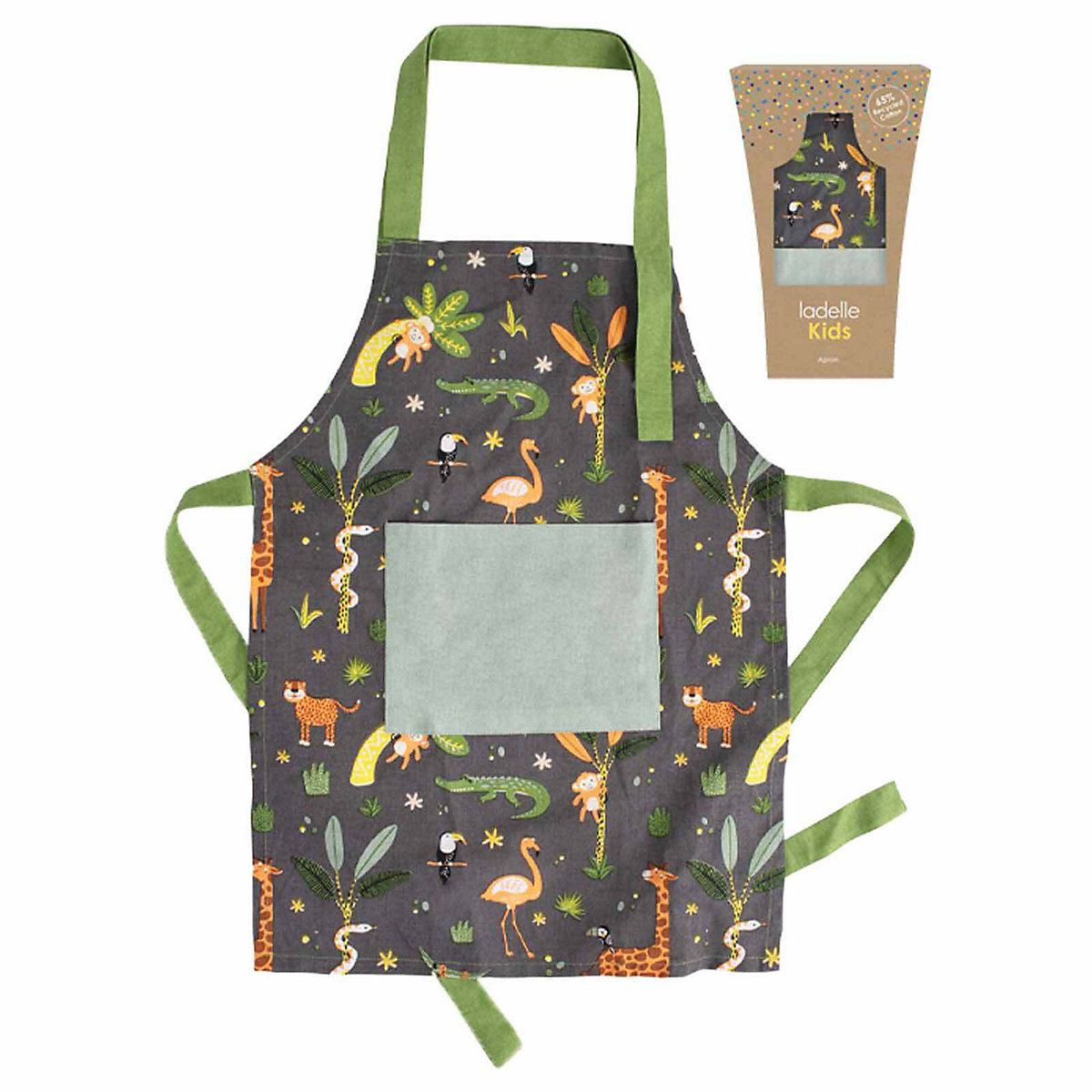 recycelte Kinder Baumwoll-Kochschürze Jungle 40 x 55 cm Kinderschürzen