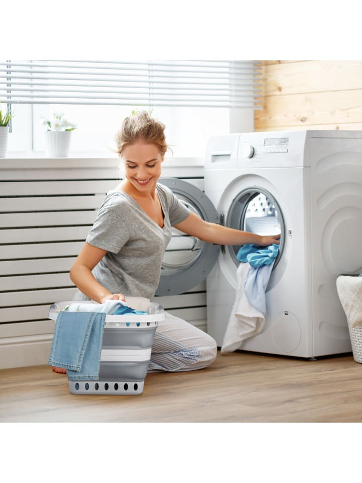 relaxdays Wäschekorb in Grau/ Weiß - 40 l günstig kaufen onesize